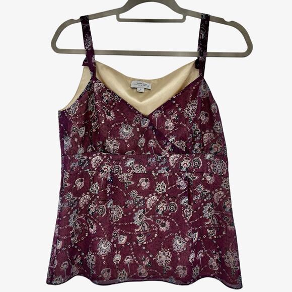 Tahari Y2K Babydoll Womens Top Sz 6 Purple Fairycore Chiffon Floral Whimigoth - Picture 1 of 13